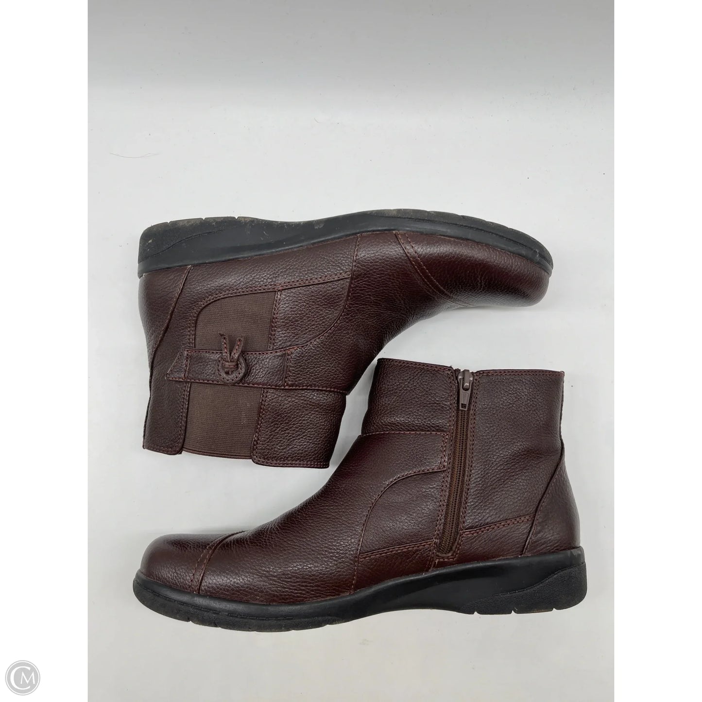 Boots Ankle Flats By Clarks In Brown, Size: 11