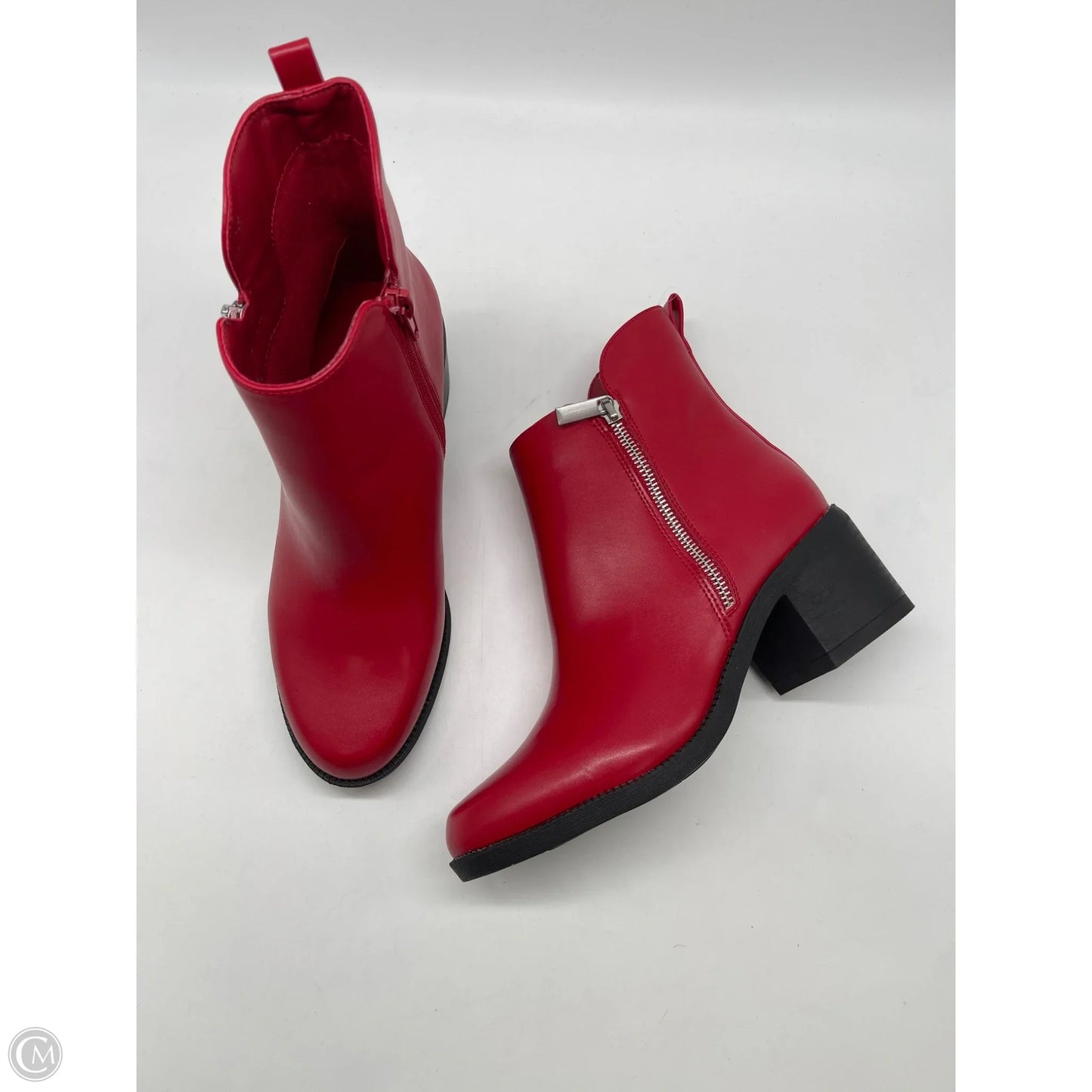 Boots Ankle Heels By Clothes Mentor In Red, Size: 8