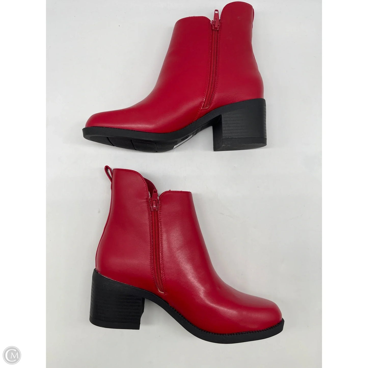 Boots Ankle Heels By Clothes Mentor In Red, Size: 8