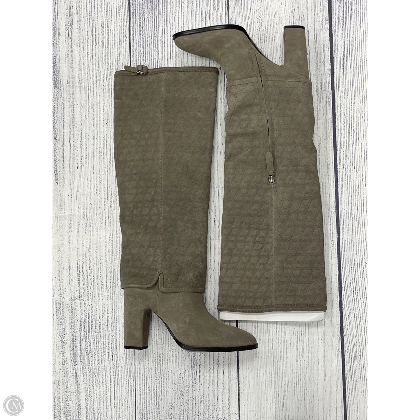 Boots Knee Heels By Franco Sarto In Grey, Size: 8.5