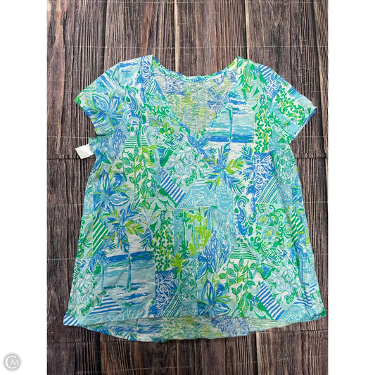 Top Short Sleeve Designer By Lilly Pulitzer In Blue, Size: 1x