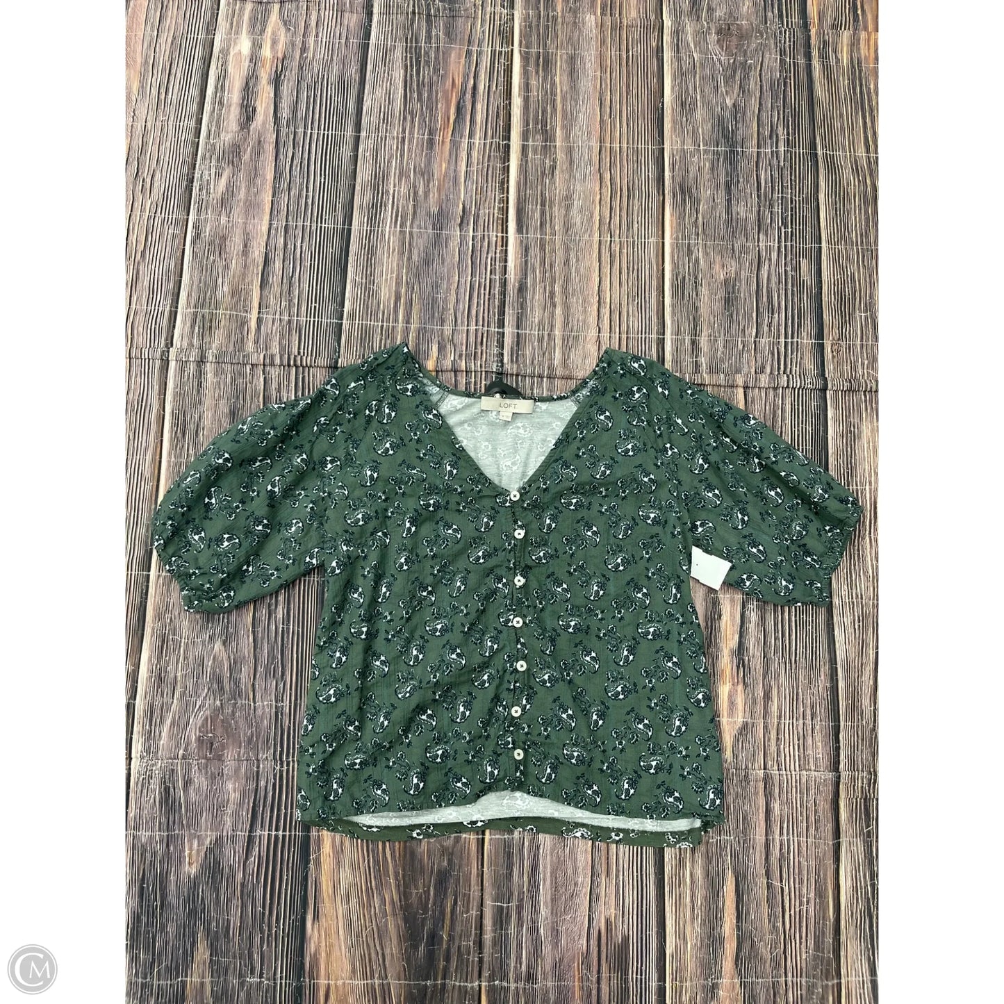 Top Short Sleeve By Loft In Green, Size: M