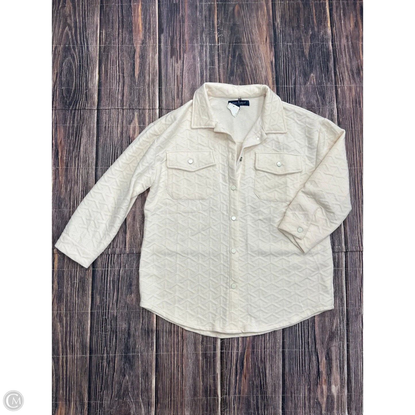 Jacket Shirt By Simply Southern In Cream, Size: L