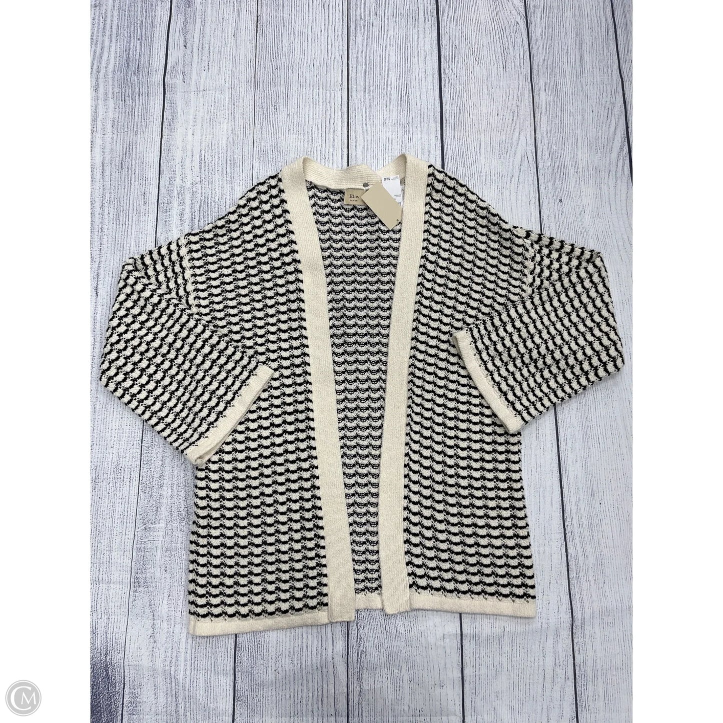 Cardigan By Tahari In Black & White, Size: Xl