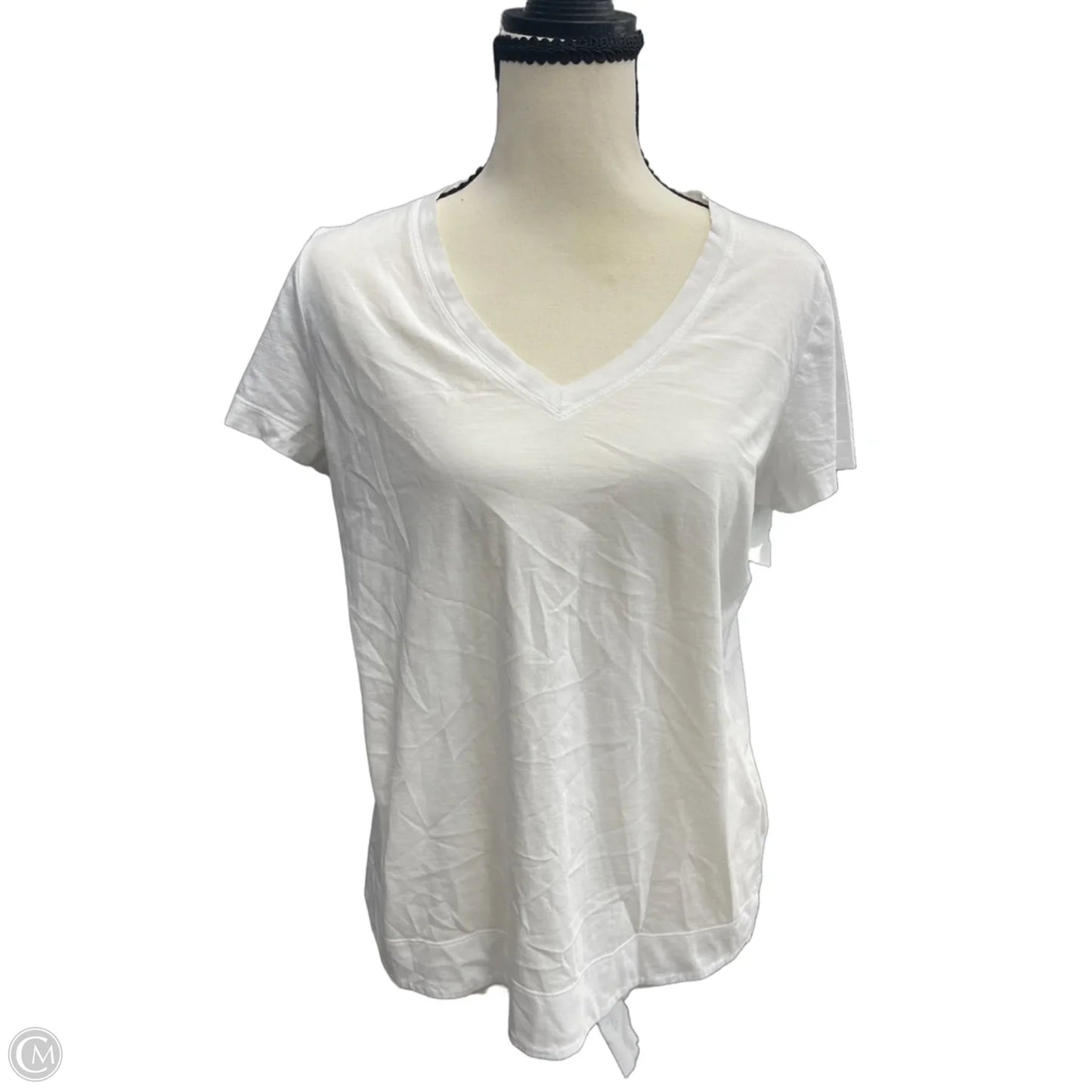 Top Short Sleeve Designer By Lafayette 148 In White, Size: M