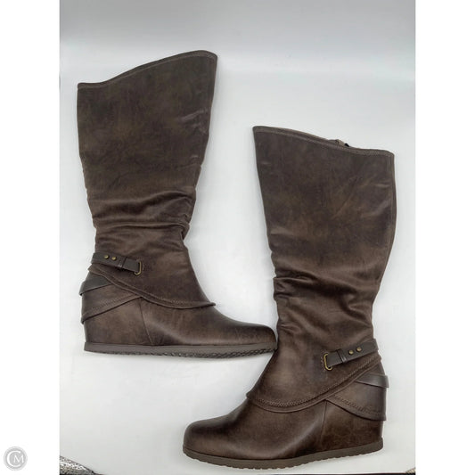 Boots Mid-calf Heels By Bare Traps In Brown, Size: 10
