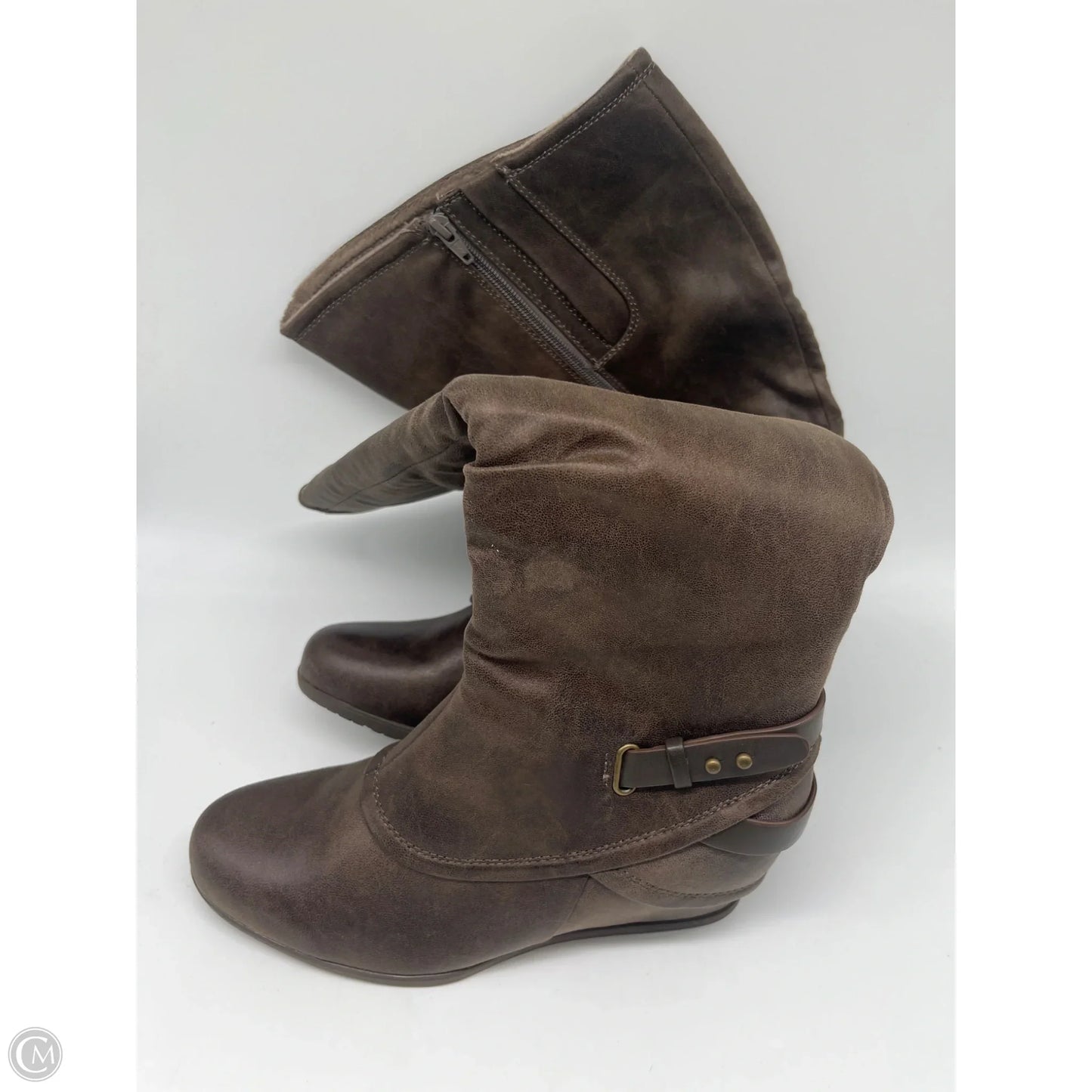 Boots Mid-calf Heels By Bare Traps In Brown, Size: 10