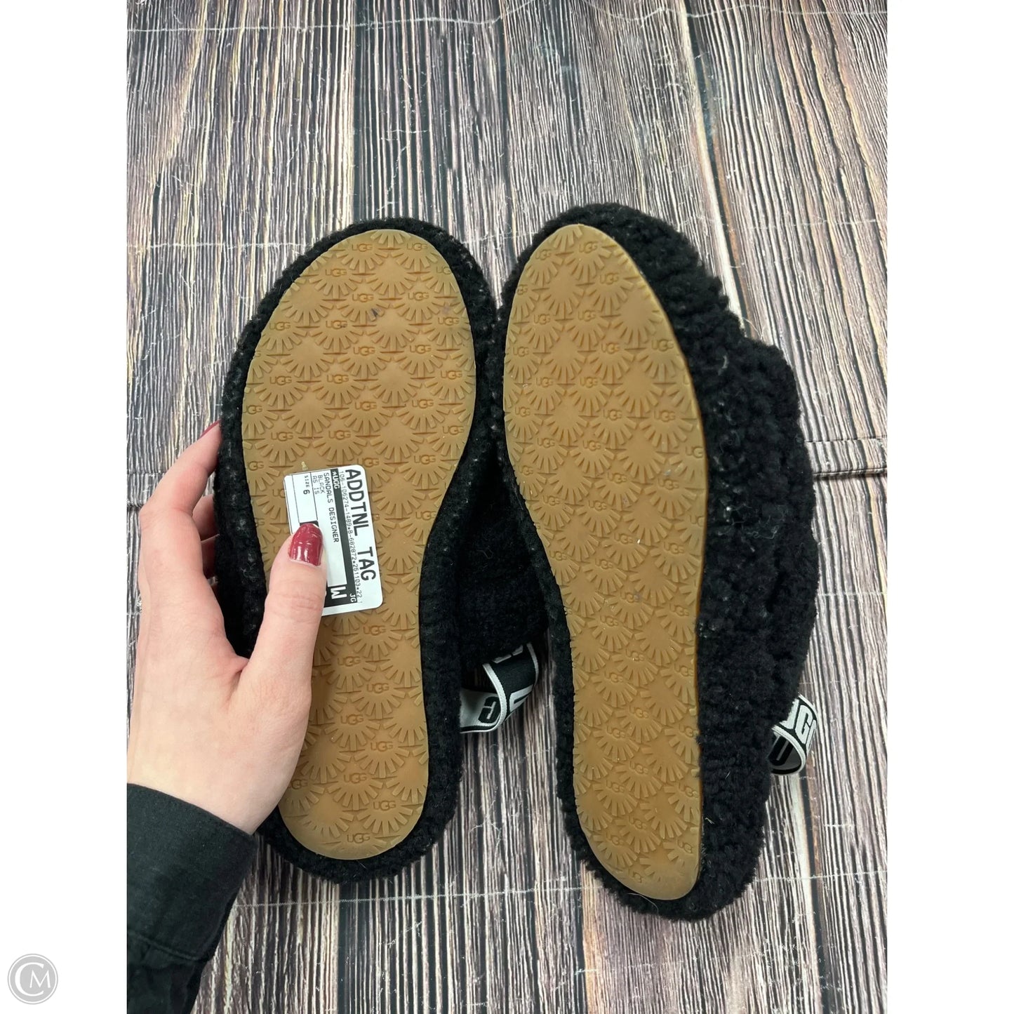 Sandals Designer By Ugg In Black, Size: 6