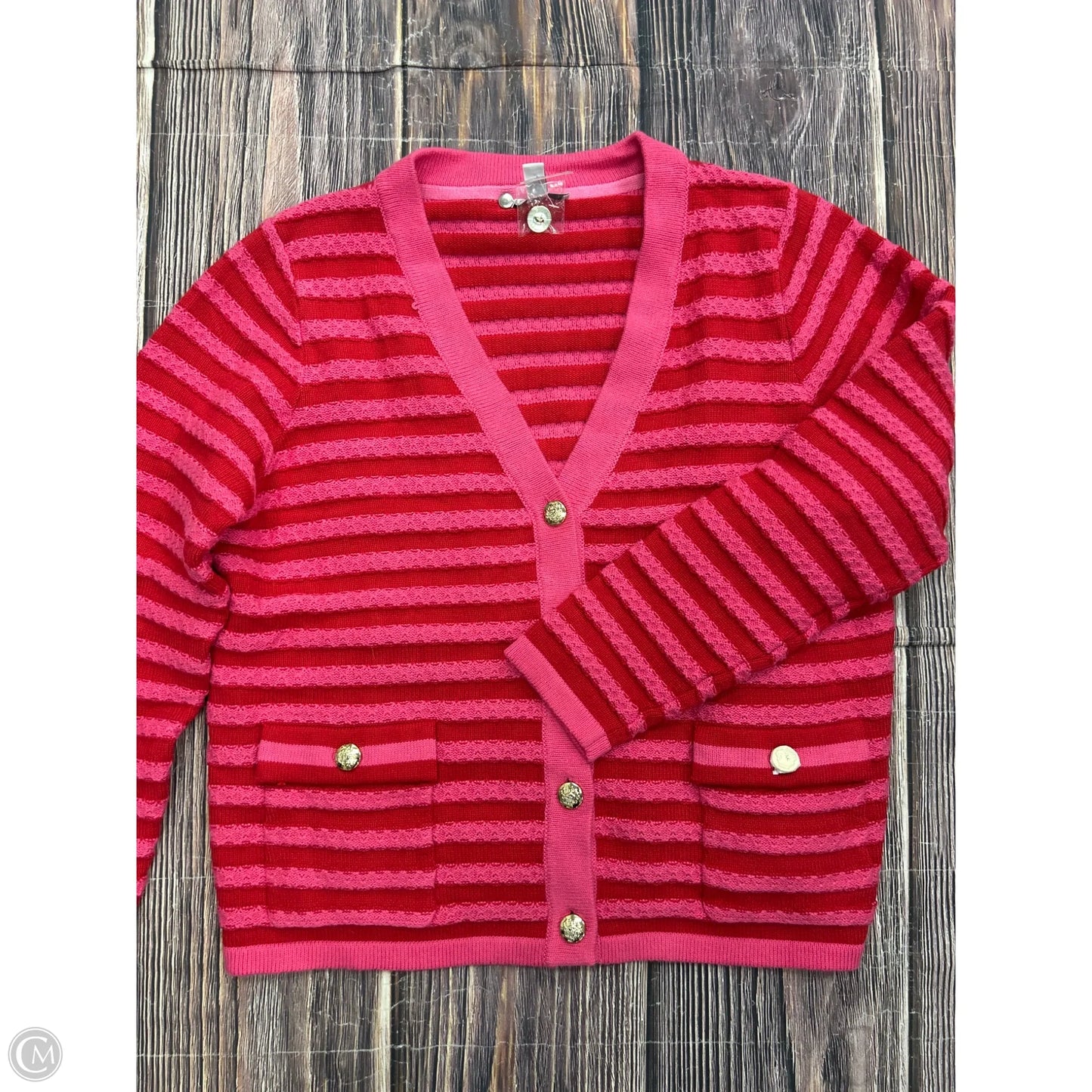 Sweater Cardigan By Isaac Mizrahi Live Qvc In Pink, Size: L