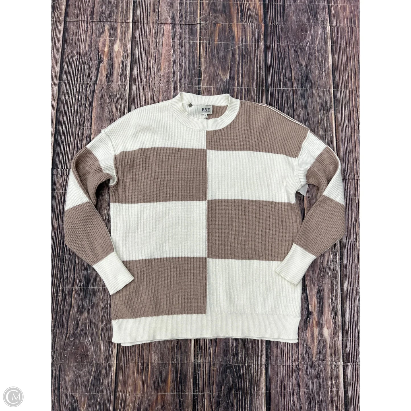 Sweater By Bke In Brown & Cream, Size: S
