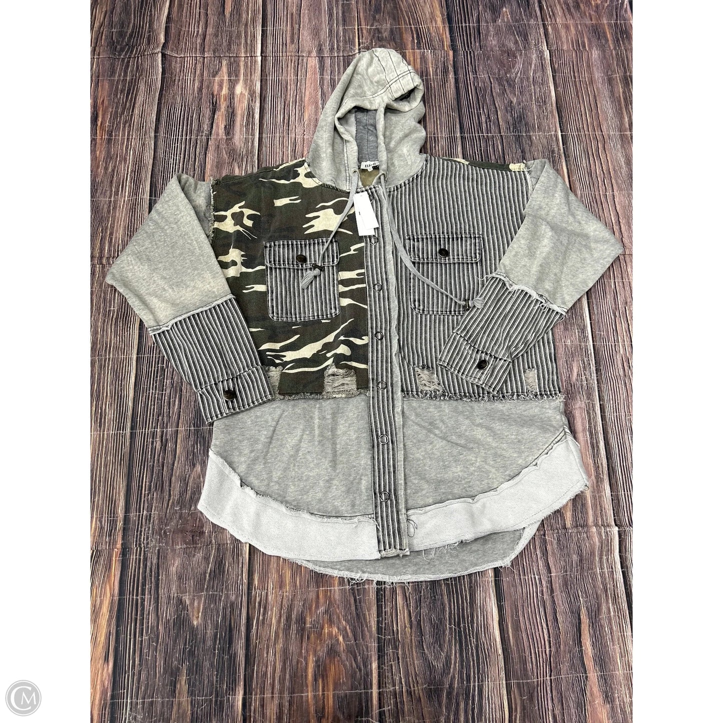 Top Long Sleeve By Bke In Grey, Size: M