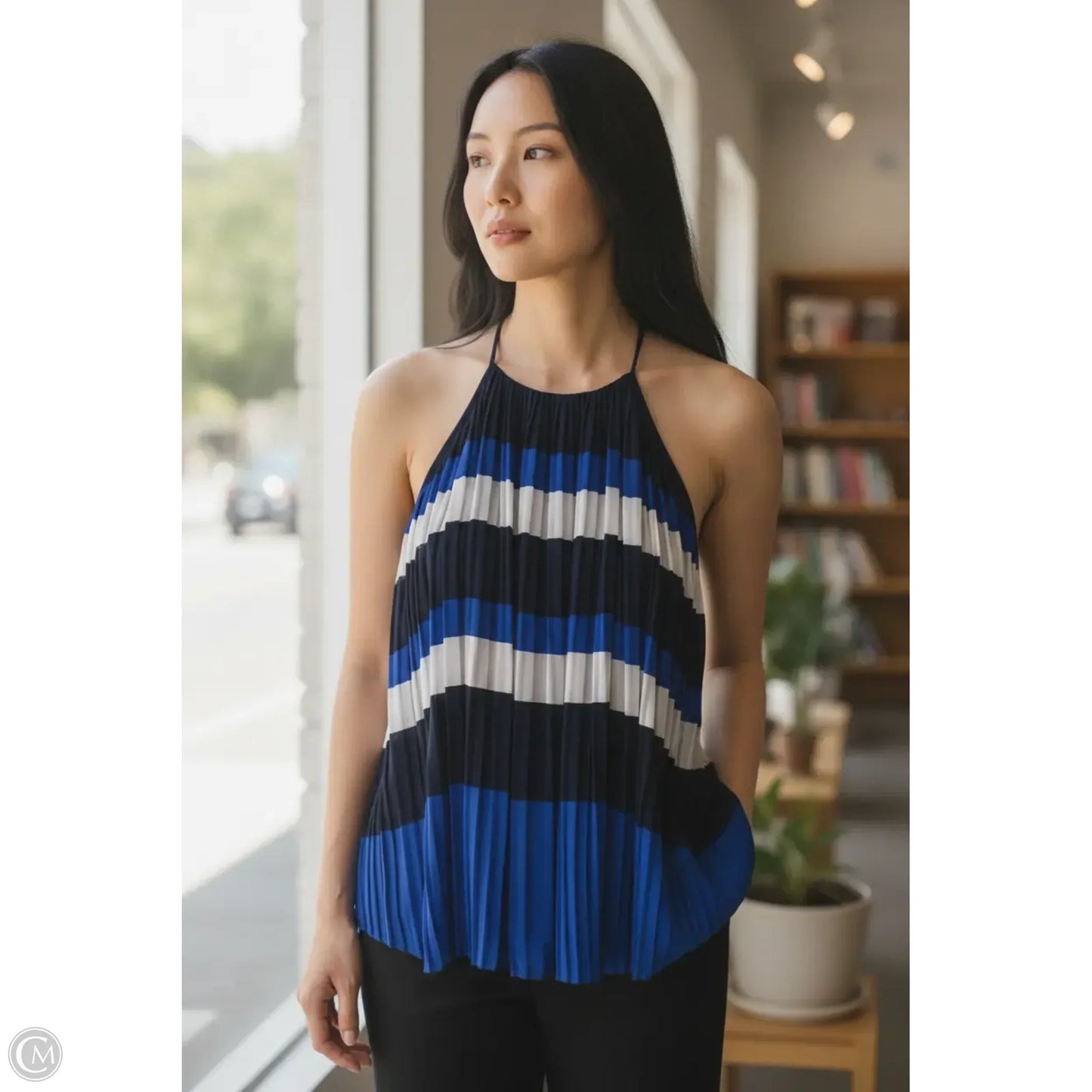 Tank Top Designer By Michael Kors In Blue, Size: L