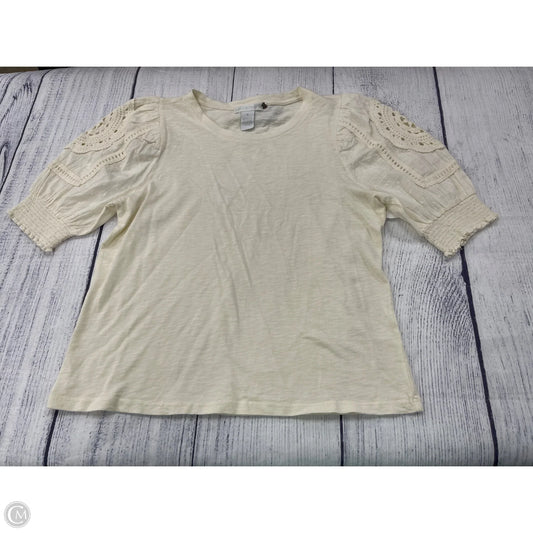 Top Short Sleeve By Design History In Cream, Size: M