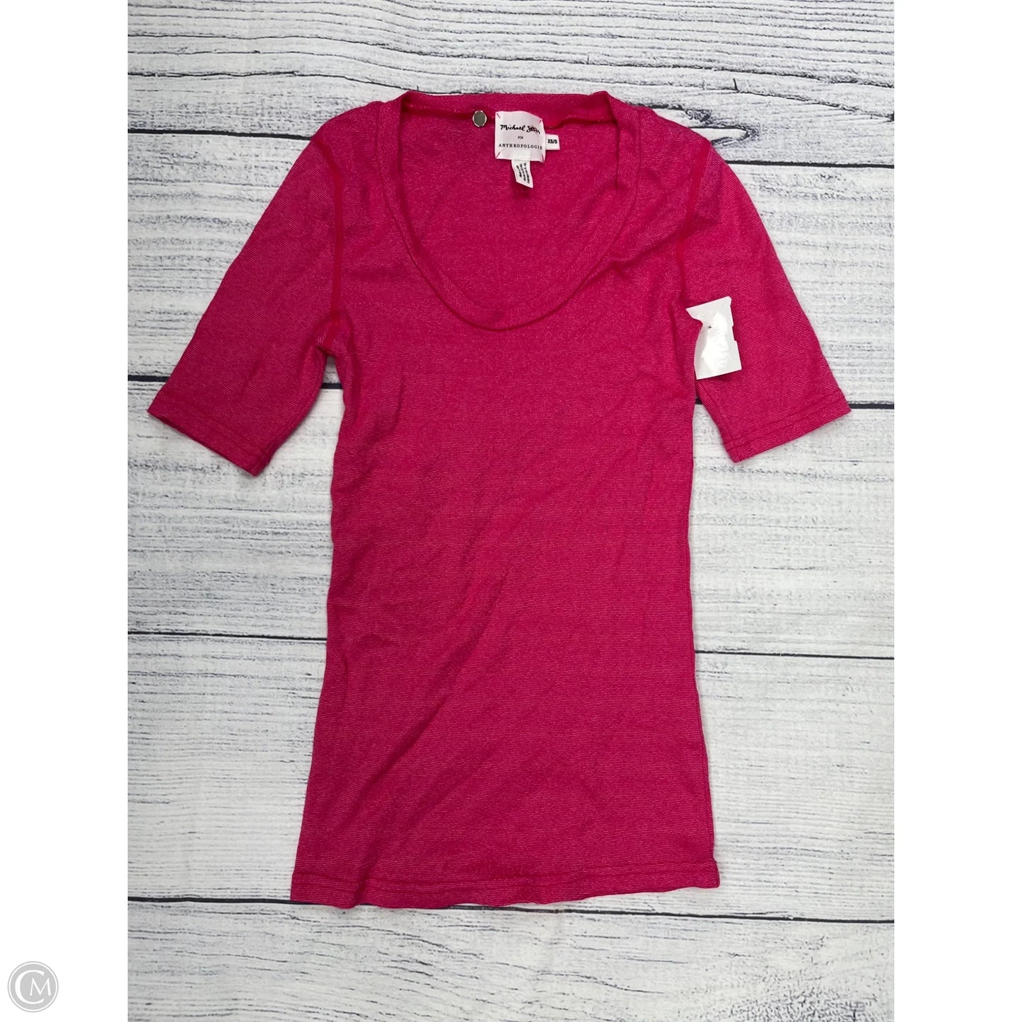 Top Short Sleeve By Anthropologie In Pink, Size: S