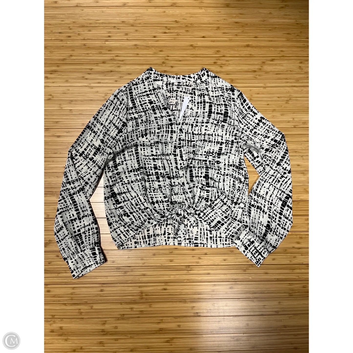 Top Long Sleeve By Timing In Black & White, Size: L