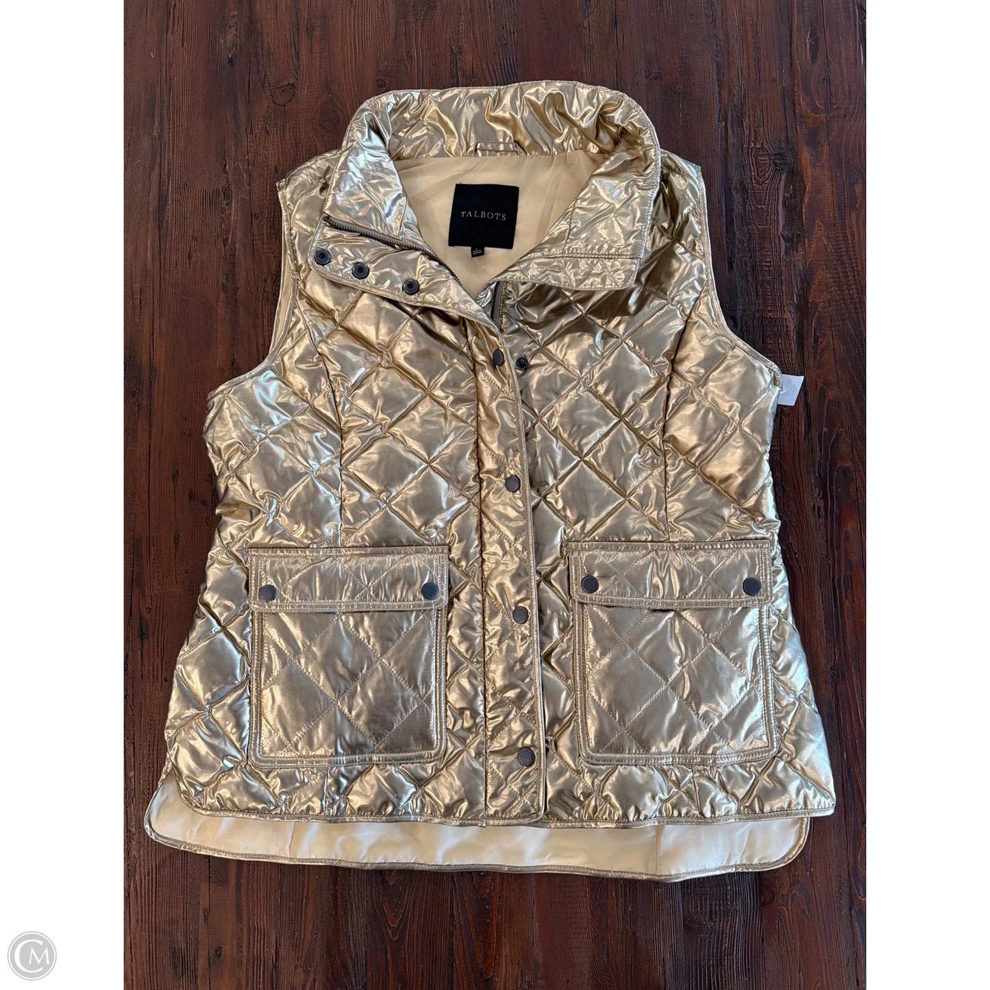 Vest Puffer & Quilted By Talbots In Gold, Size: L