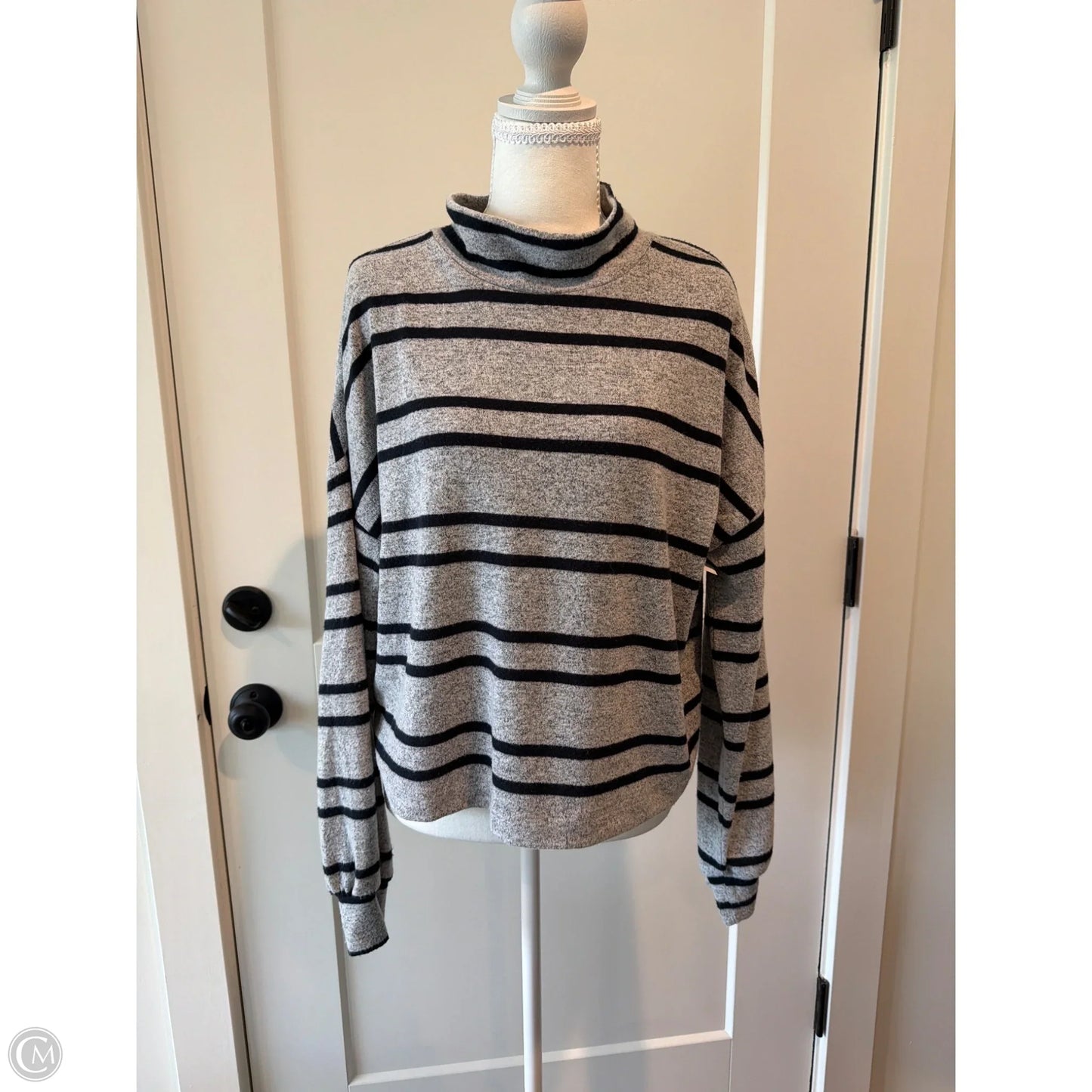 Top Long Sleeve By La Miel In Black & Grey, Size: S