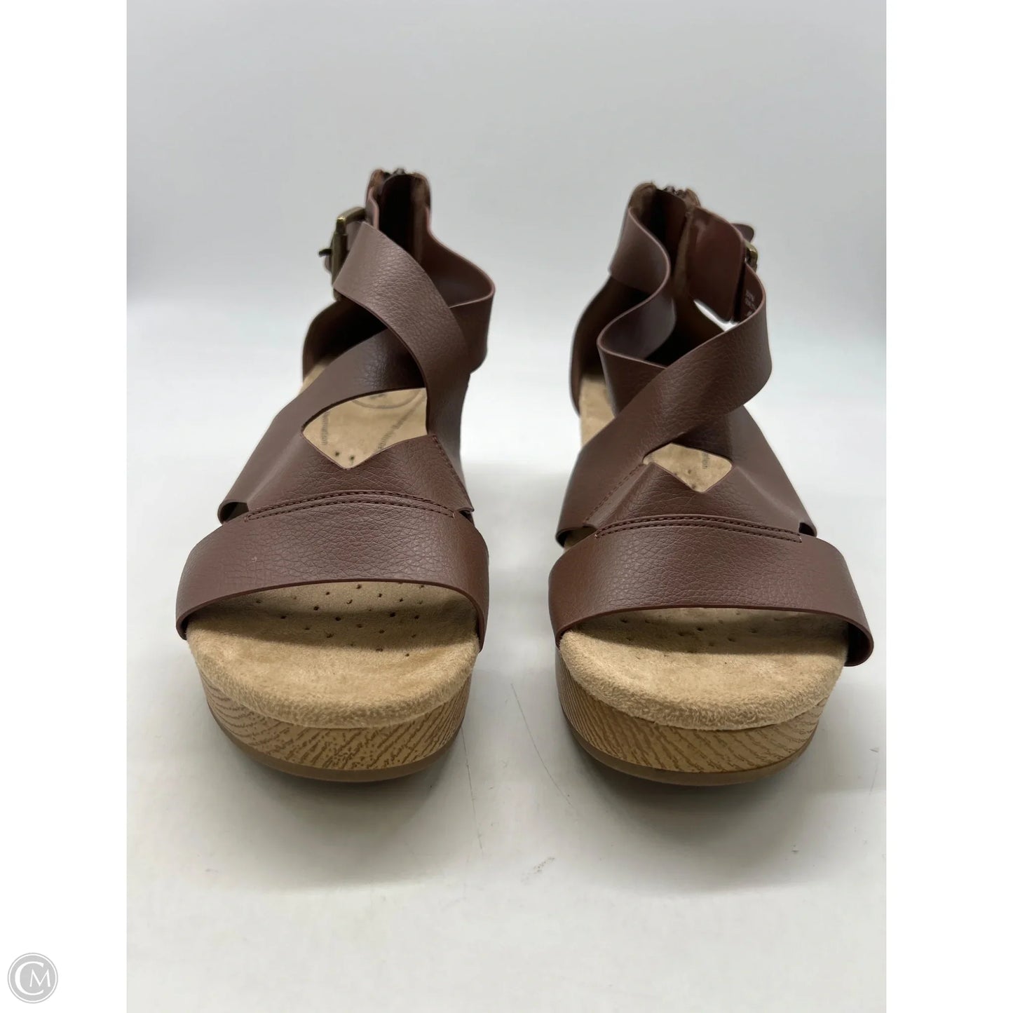 Sandals Heels Platform By Easy Street In Brown, Size: 8