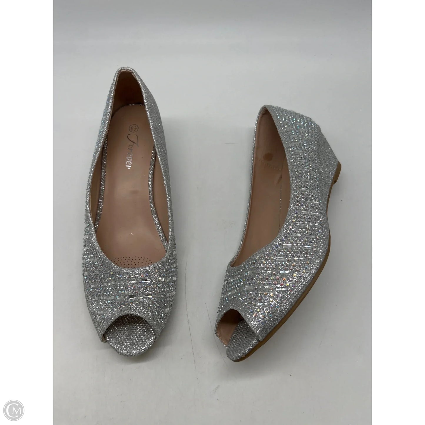 Shoes Heels Platform By Forever In Silver, Size: 8.5