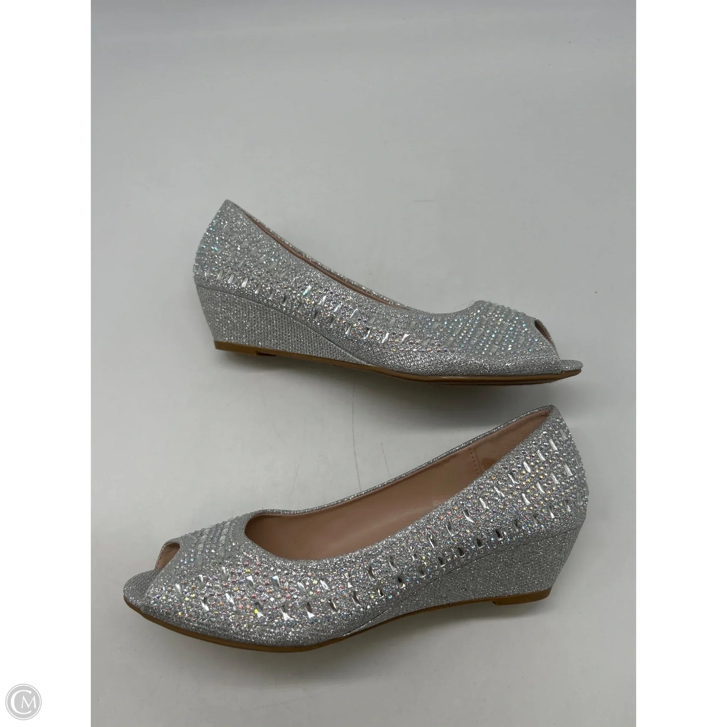 Shoes Heels Platform By Forever In Silver, Size: 8.5