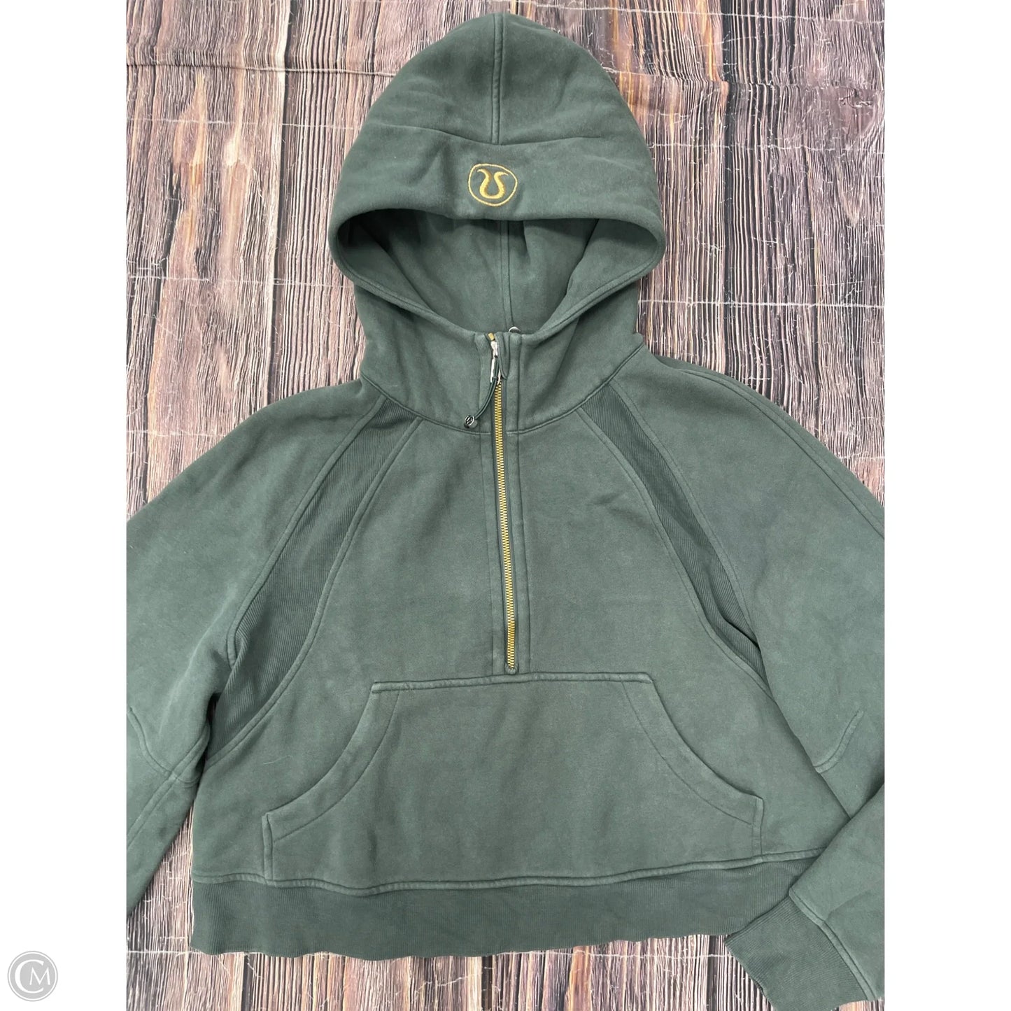 Athletic Sweatshirt Hoodie By Lululemon In Green, Size: M