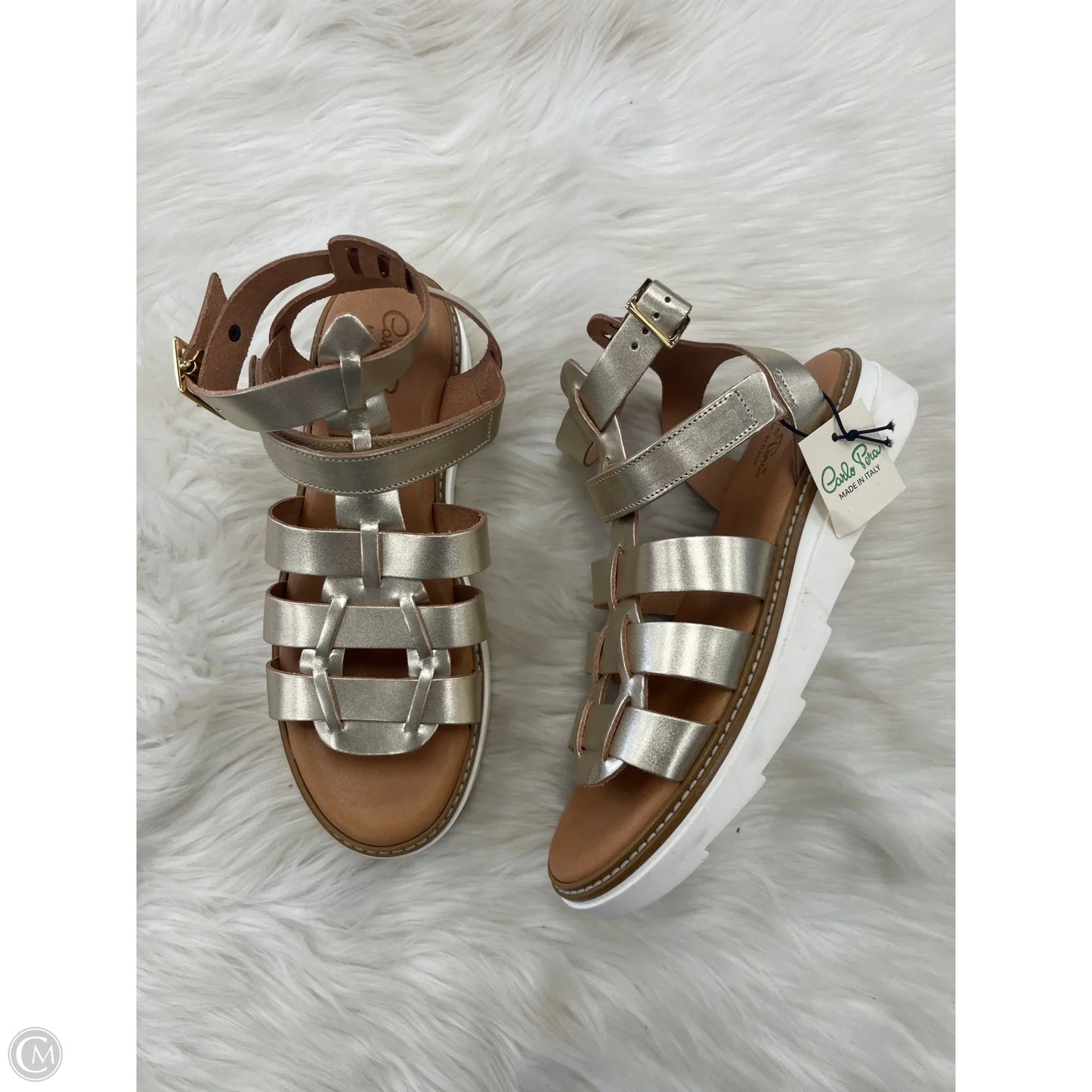 Sandals Heels Platform By Clothes Mentor In Gold, Size: 10