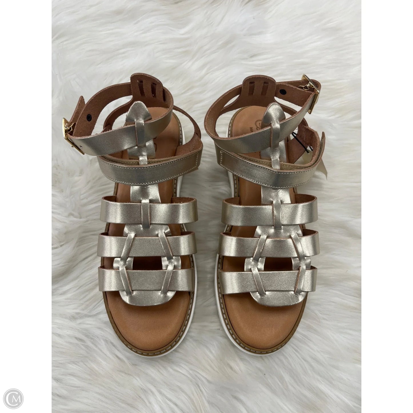 Sandals Heels Platform By Clothes Mentor In Gold, Size: 10