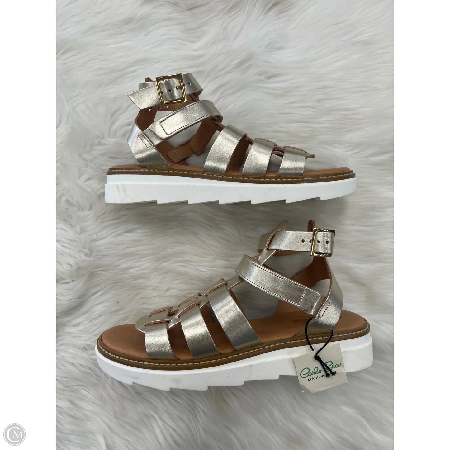 Sandals Heels Platform By Clothes Mentor In Gold, Size: 10