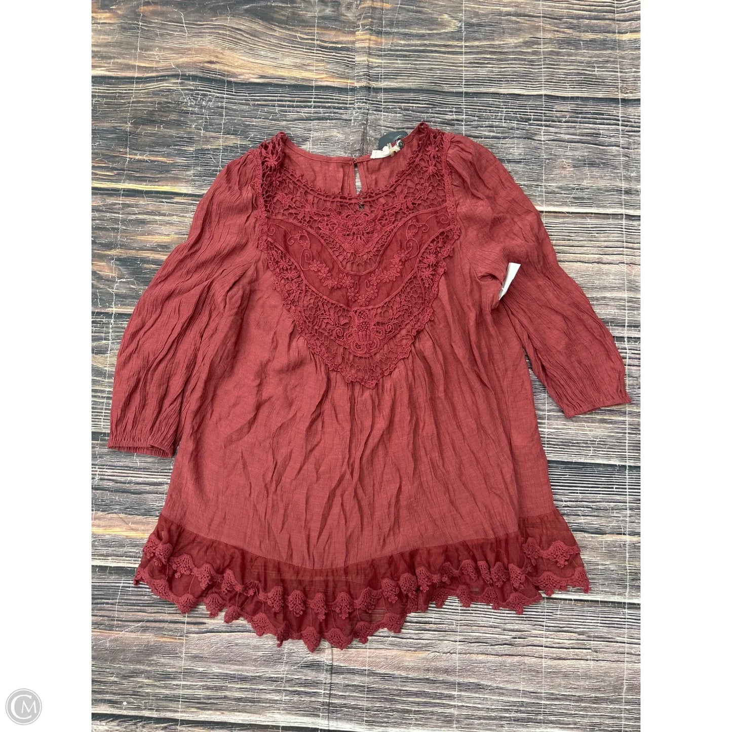 Tunic Long Sleeve By Entro In Red, Size: L
