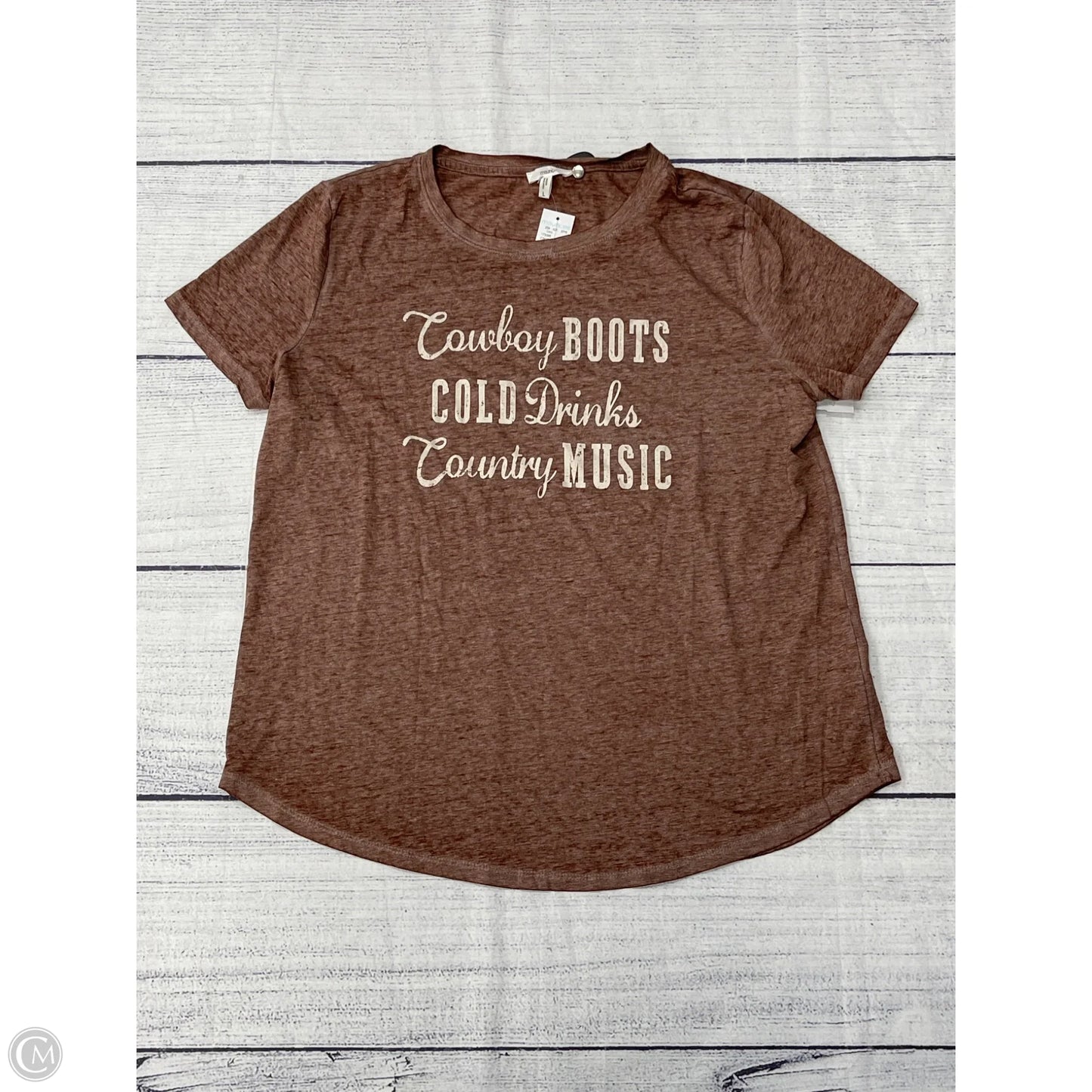 Top Short Sleeve By Maurices In Brown, Size: L