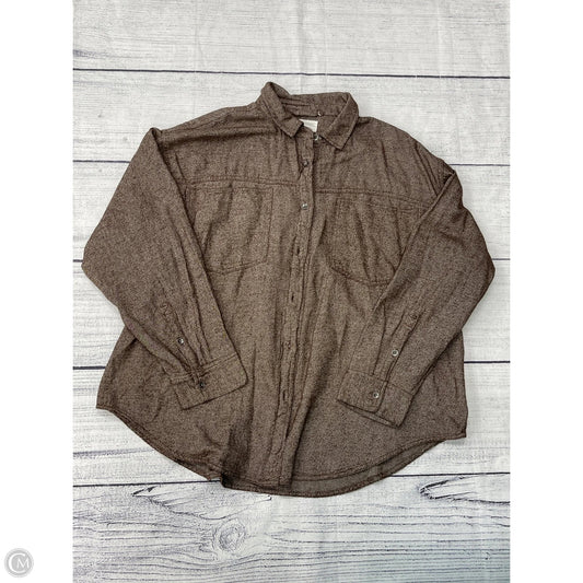 Top Long Sleeve By Aerie In Brown, Size: L