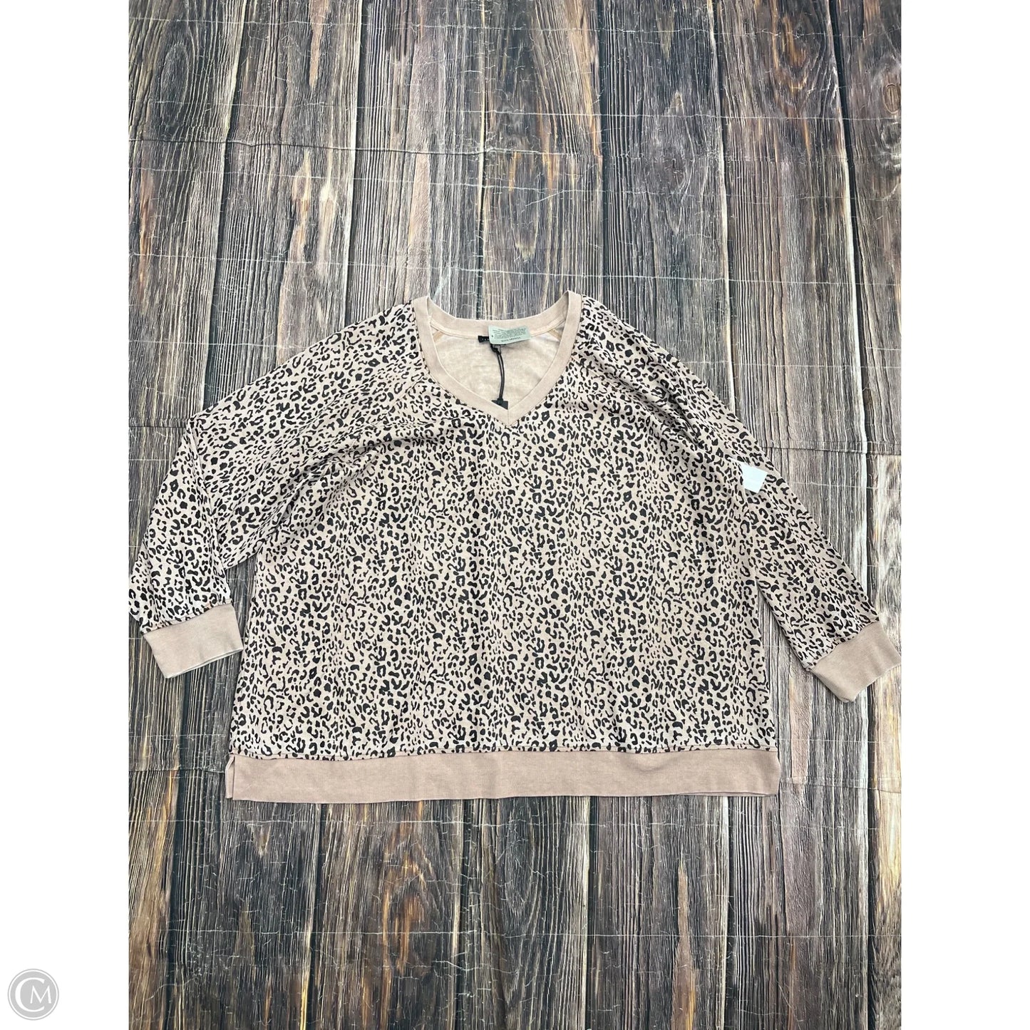 Top Long Sleeve By Jane And Delancey In Animal Print, Size: 3x