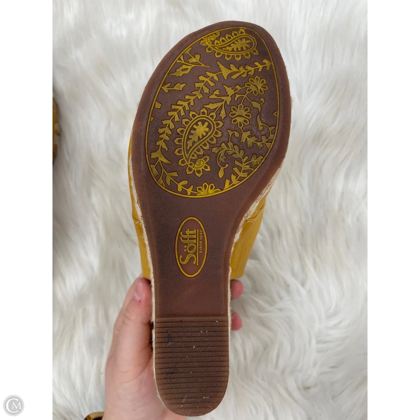 Sandals Heels Wedge By Sofft In Yellow, Size: 8.5