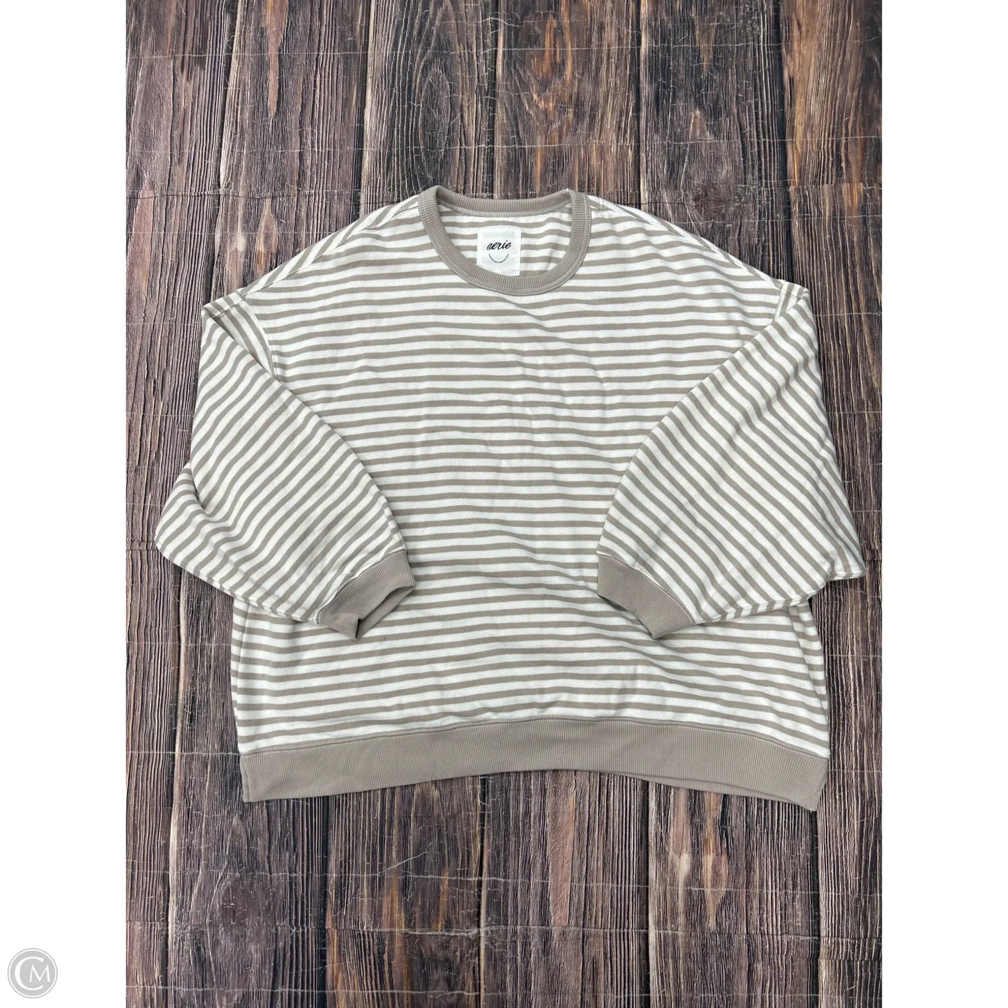 Sweatshirt Crewneck By Aerie In Tan & White, Size: 1x