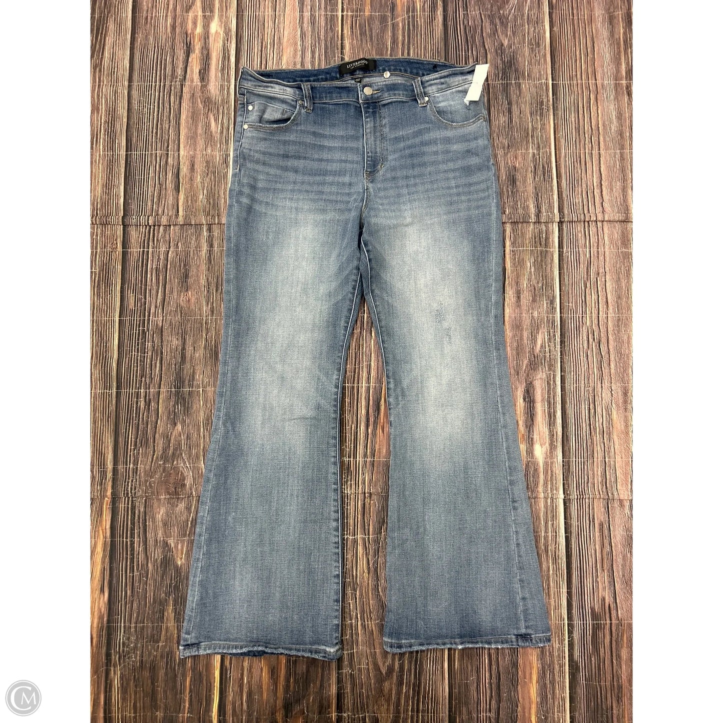 Jeans Flared By Liverpool In Blue Denim, Size: 16
