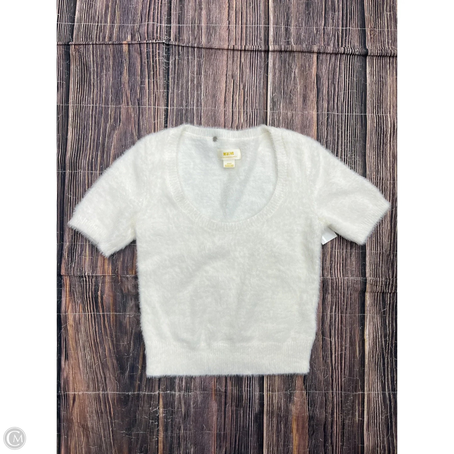 Sweater Short Sleeve By Maeve In White, Size: Xxs petite