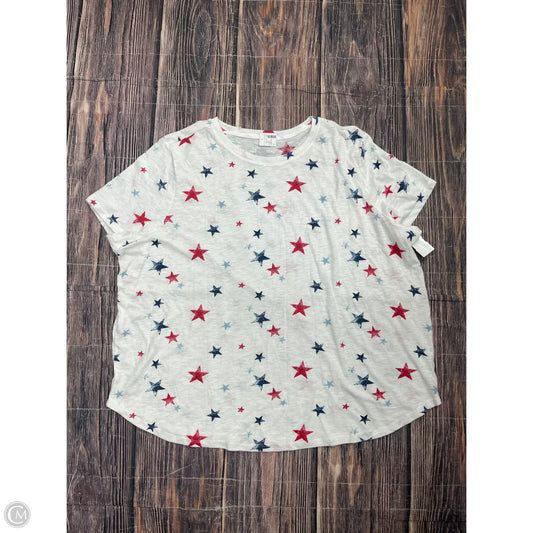 Top Short Sleeve By Maurices In Blue & Red & White, Size: 3x