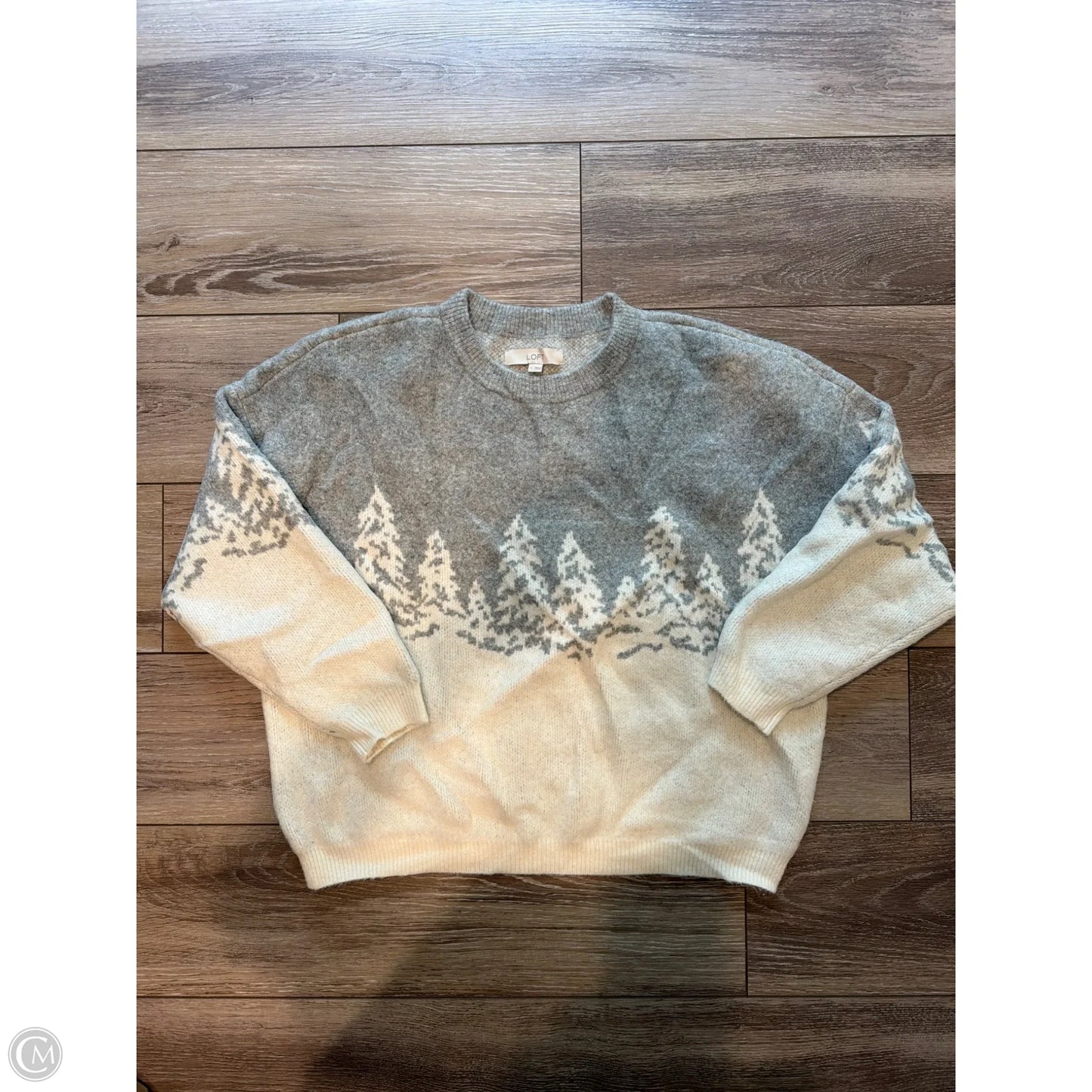Sweater By Loft In Grey & White, Size: S