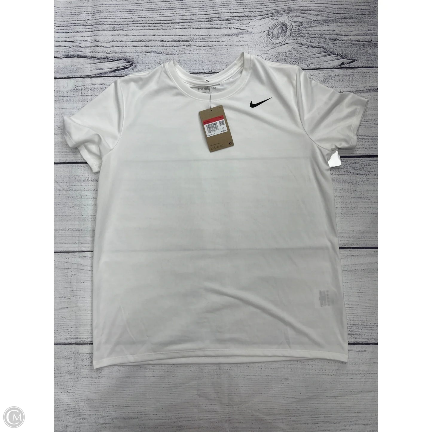 Athletic Top Short Sleeve By Nike In White, Size: L