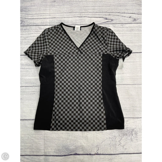 Top Short Sleeve By Cherokee In Black & Grey, Size: M