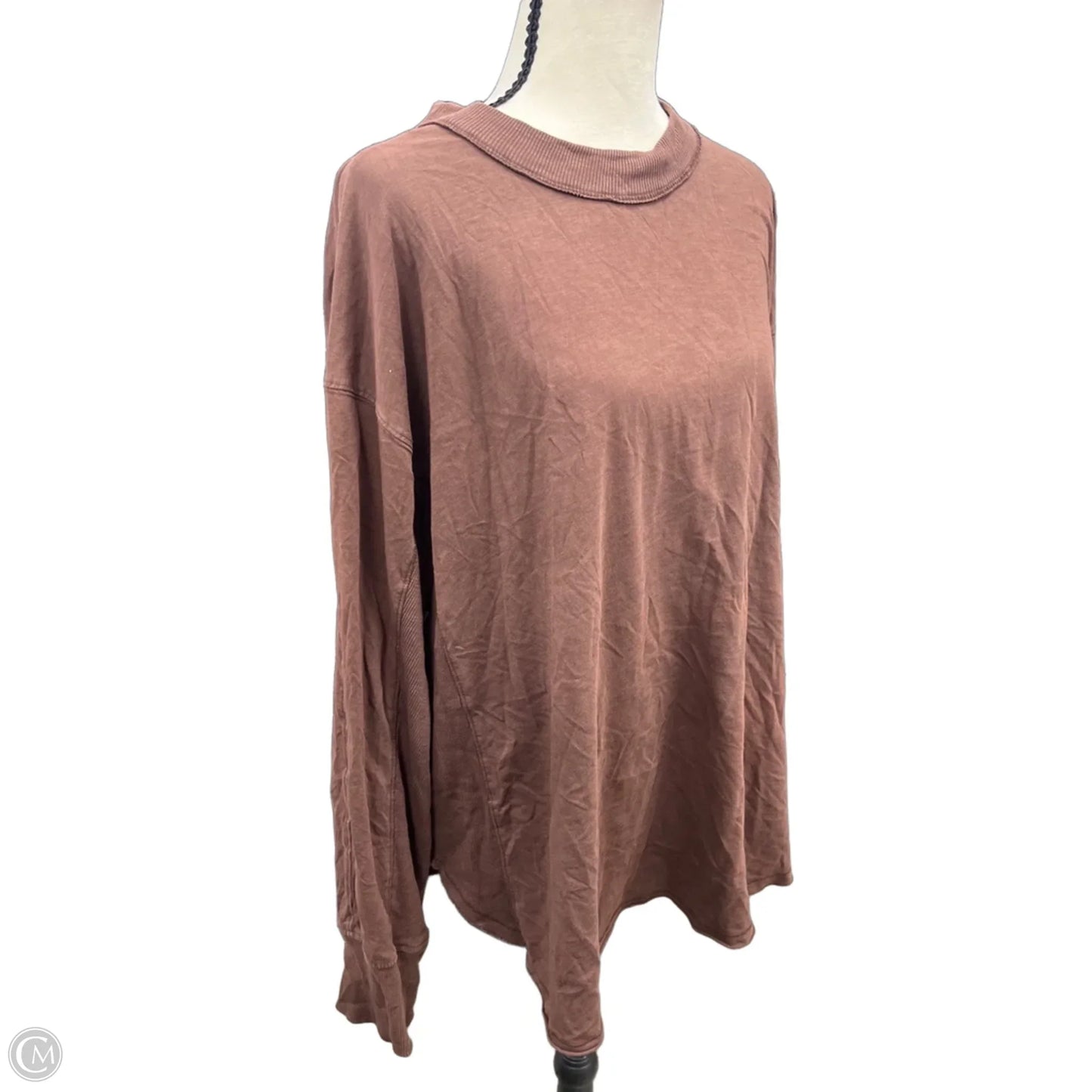 Top Long Sleeve By Aerie In Brown, Size: L