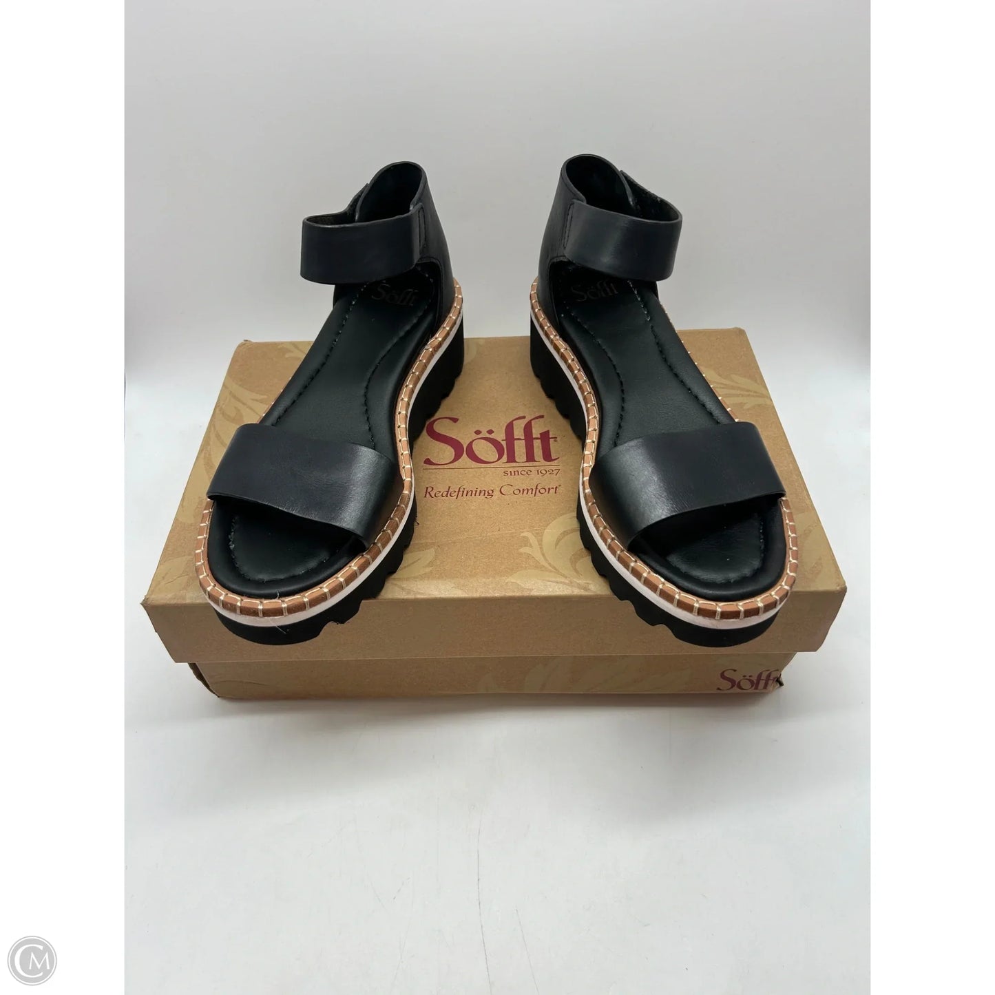 Sandals Heels Platform By Sofft In Black, Size: 8