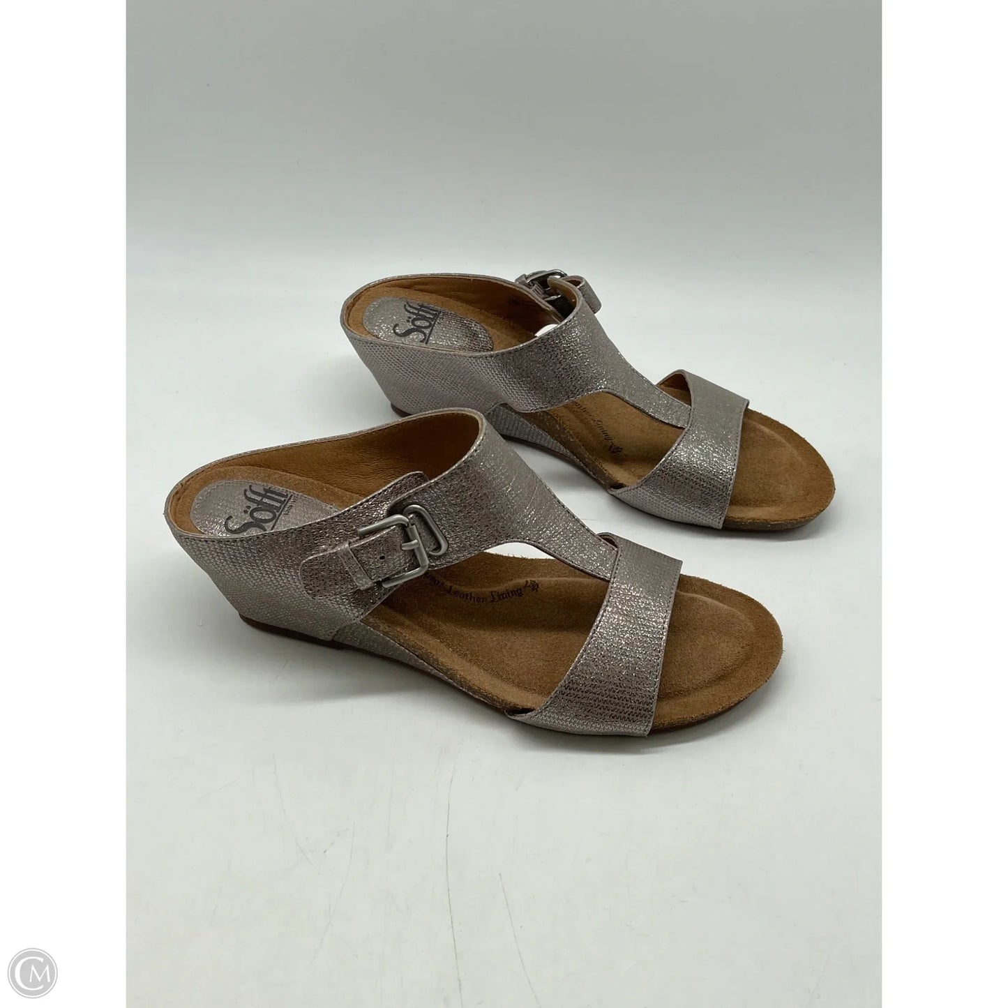 Sandals Heels Wedge By Sofft In Grey, Size: 7.5