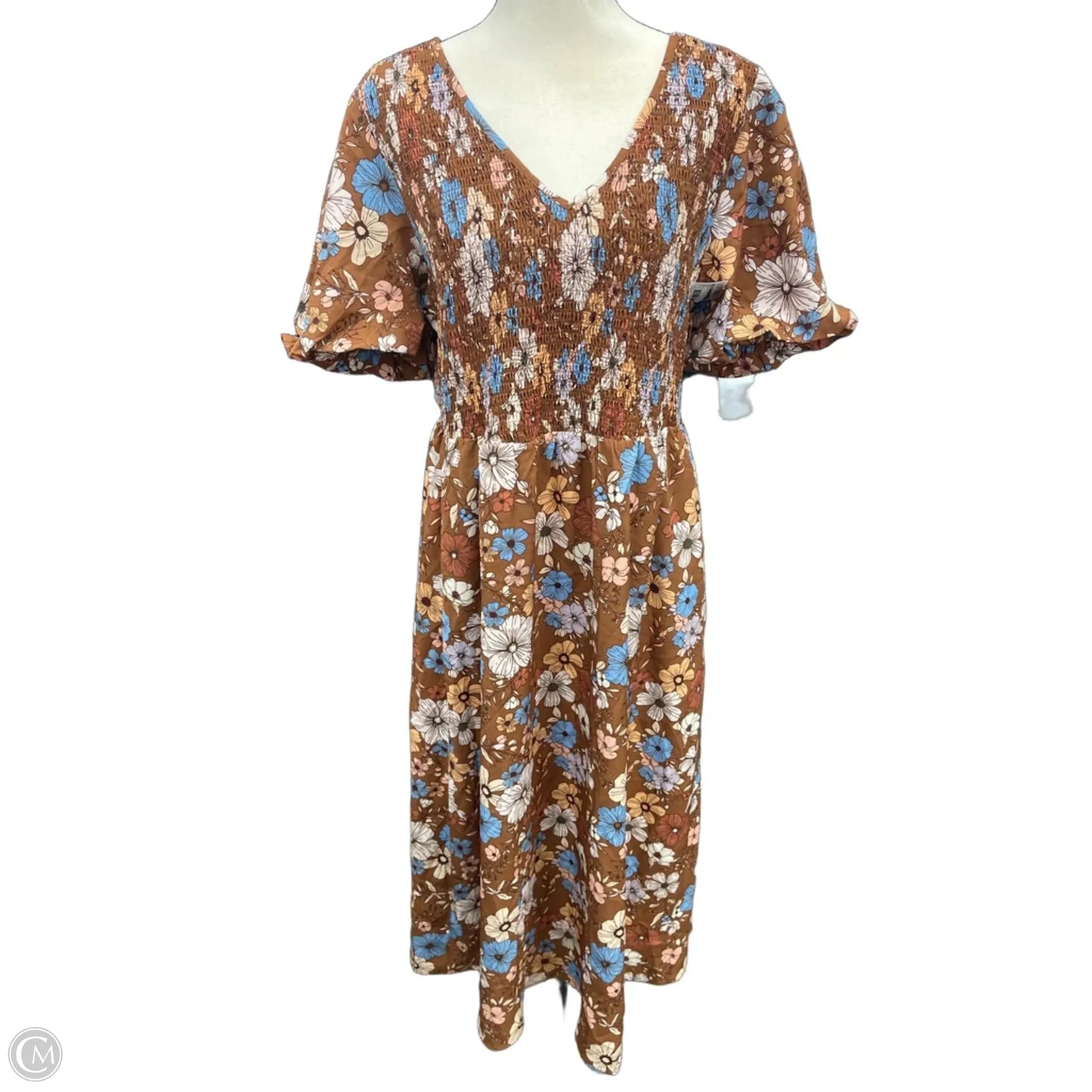 Dress Casual Maxi By Bloomchic In Brown, Size: 12