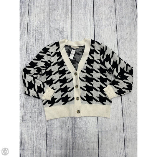 Sweater Cardigan By Loft In Black & White, Size: Xl