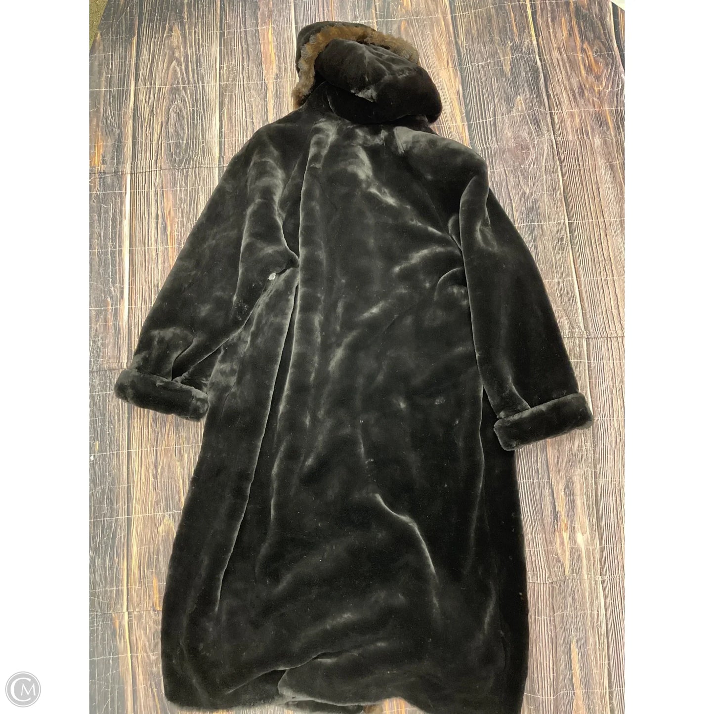 Coat Faux Fur & Sherpa By Gallery In Black & Brown, Size: 2x