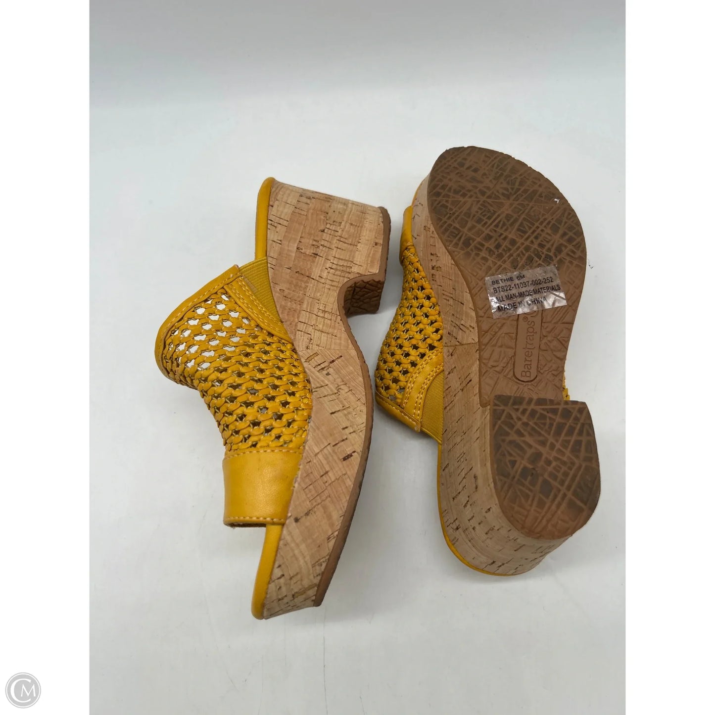 Sandals Heels Wedge By Bare Traps In Yellow, Size: 6