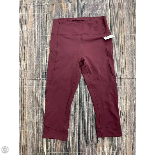Athletic Leggings Capris By Lululemon In Red, Size: 8