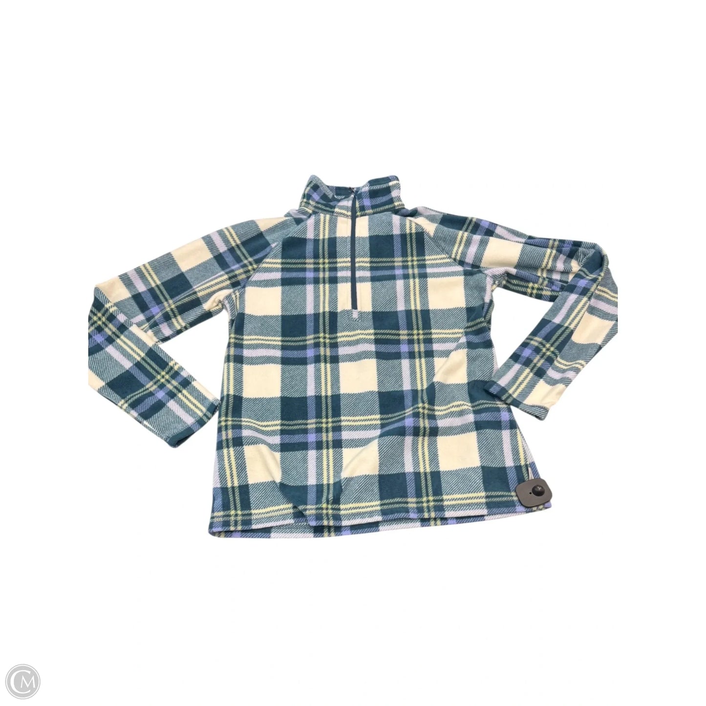 Jacket Fleece By Eddie Bauer In Cream & Green, Size: S