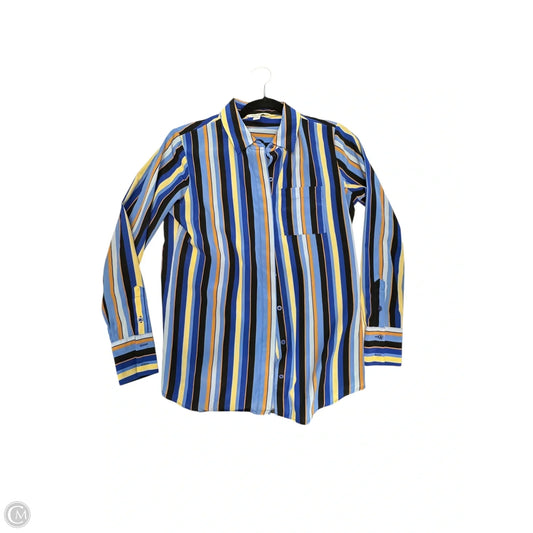 Blouse Long Sleeve By Nine West In Blue & Orange, Size: Xs